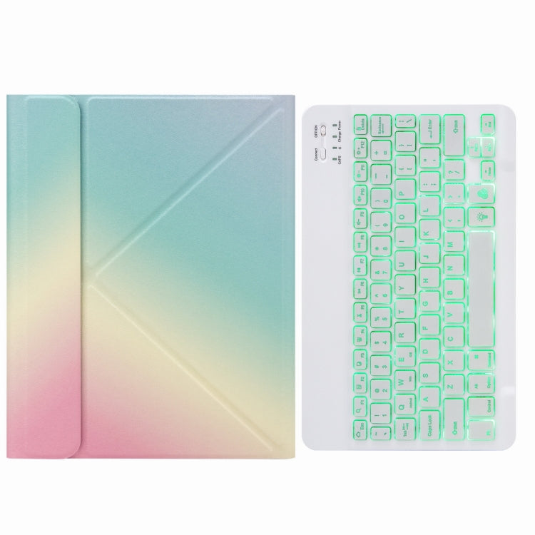 H-097S Monochrome Backlight Bluetooth Keyboard Leather Case with Rear Three-fold Holder For iPad 9.7 2018 & 2017(Rainbow) - Universal by PMC TechLife | Online Shopping South Africa | PMC TechLife
