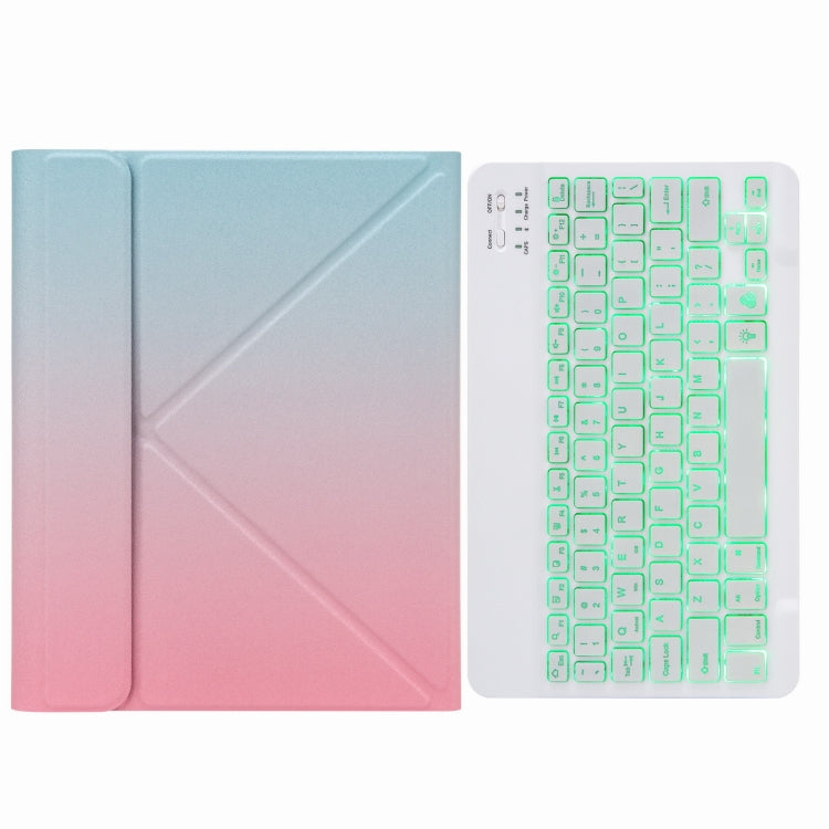 H-097S Monochrome Backlight Bluetooth Keyboard Leather Case with Rear Three-fold Holder For iPad 9.7 2018 & 2017(Pink Blue) - Universal by PMC TechLife | Online Shopping South Africa | PMC TechLife