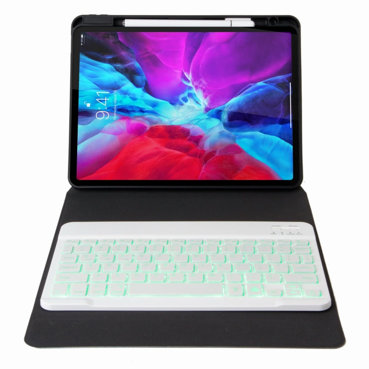 H-109S Monochrome Backlight Bluetooth Keyboard Leather Case with Rear Three-fold Holder For iPad Pro 11 inch 2021 & 2020 & 2018 / Air 2020 10.9(Rainbow)