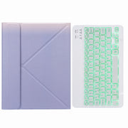 H-109S Monochrome Backlight Bluetooth Keyboard Leather Case with Rear Three-fold Holder For iPad Pro 11 inch 2021 & 2020 & 2018 / Air 2020 10.9(Purple)