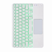 H-097CS Touch Backlight Bluetooth Keyboard Leather Case with Rear Three-fold Holder For iPad 9.7 2018 & 2017(Pink Blue)