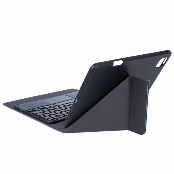 H-109CS Touch Backlight Bluetooth Keyboard Leather Case with Rear Three-fold Holder For iPad Pro 11 inch 2021 & 2020 & 2018 / Air 2020 10.9(Dark Night Green)