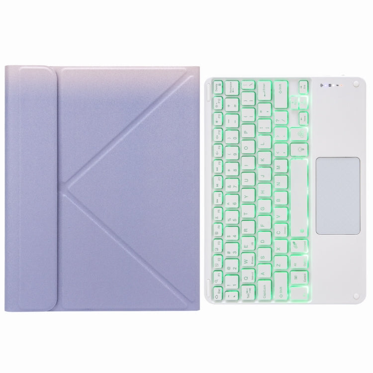 H-109CS Touch Backlight Bluetooth Keyboard Leather Case with Rear Three-fold Holder For iPad Pro 11 inch 2021 & 2020 & 2018 / Air 2020 10.9(Purple) - Universal by PMC TechLife | Online Shopping South Africa | PMC TechLife