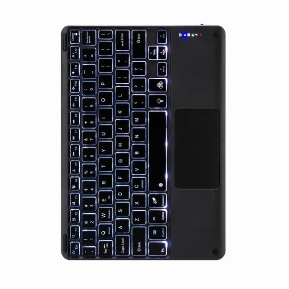 H-109CS Touch Backlight Bluetooth Keyboard Leather Case with Rear Three-fold Holder For iPad Pro 11 inch 2021 & 2020 & 2018 / Air 2020 10.9(Black)