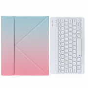 H-102 Bluetooth Keyboard Leather Case with Rear Three-fold Holder For iPad 10.2 2020 & 2019 / Pro 10.5 inch(Pink Blue)