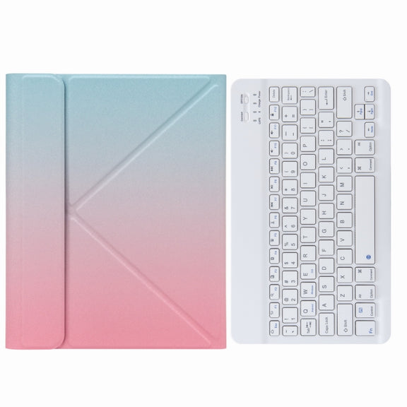 H-102 Bluetooth Keyboard Leather Case with Rear Three-fold Holder For iPad 10.2 2020 & 2019 / Pro 10.5 inch(Pink Blue)