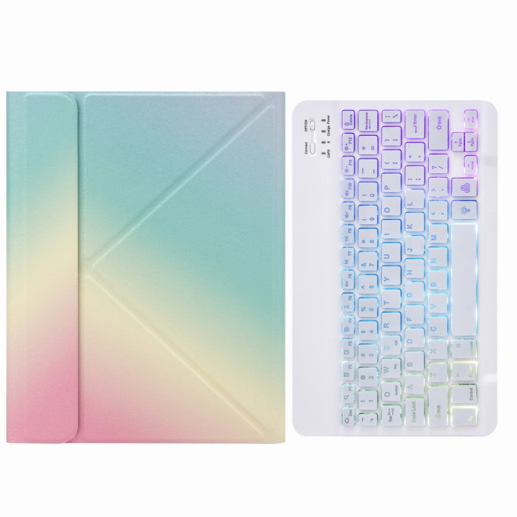 H-102S3 Tri-color Backlight Bluetooth Keyboard Leather Case with Rear Three-fold Holder For iPad 10.2 2020 & 2019 / Pro 10.5 inch(Rainbow) - Universal by PMC TechLife | Online Shopping South Africa | PMC TechLife