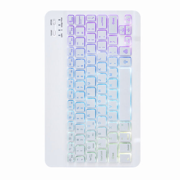 H-102S3 Tri-color Backlight Bluetooth Keyboard Leather Case with Rear Three-fold Holder For iPad 10.2 2020 & 2019 / Pro 10.5 inch(Rainbow)