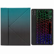 H-102S3 Tri-color Backlight Bluetooth Keyboard Leather Case with Rear Three-fold Holder For iPad 10.2 2020 & 2019 / Pro 10.5 inch(Dark Night Green) - Universal by PMC TechLife | Online Shopping South Africa | PMC TechLife