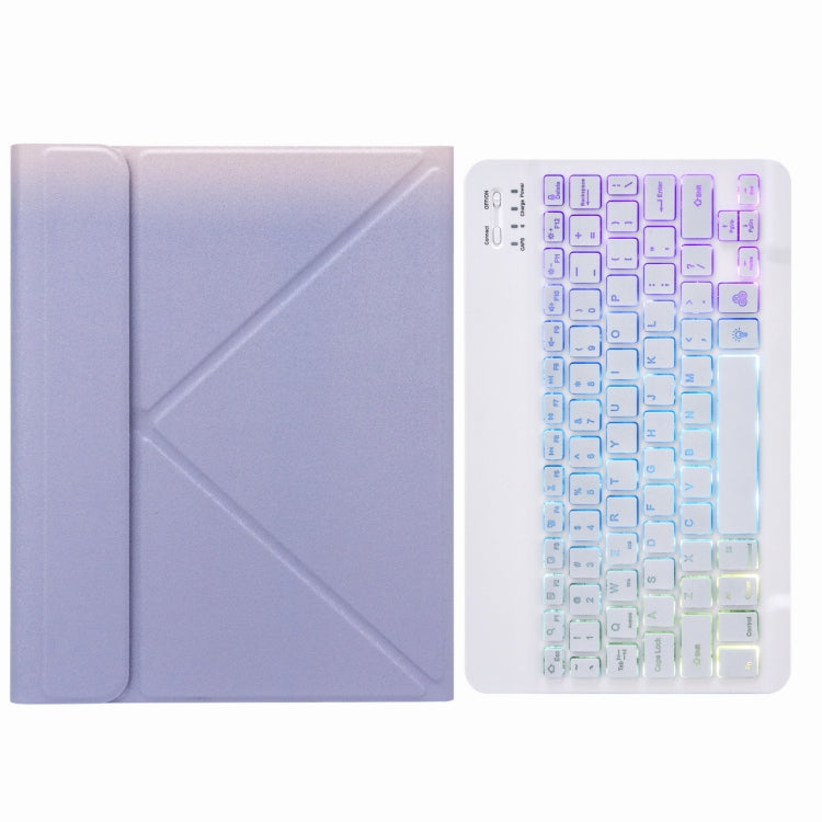 H-097S3 Tri-color Backlight Bluetooth Keyboard Leather Case with Rear Three-fold Holder For iPad 9.7 2018 & 2017(Purple) - Universal by PMC TechLife | Online Shopping South Africa | PMC TechLife