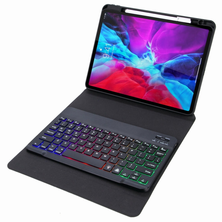 H-097S3 Tri-color Backlight Bluetooth Keyboard Leather Case with Rear Three-fold Holder For iPad 9.7 2018 & 2017(Black) - Universal by PMC TechLife | Online Shopping South Africa | PMC TechLife