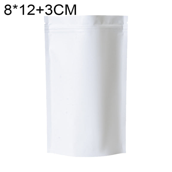 100 PCS/Set Matte Aluminum Foil Snack Stand-up Pouch, Size:8x12+3cm(White)