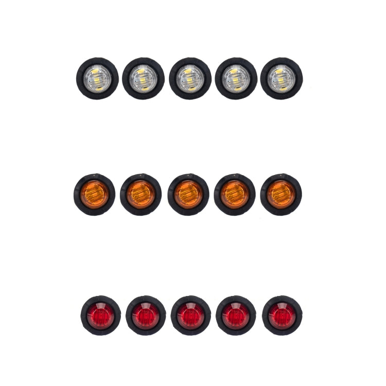 A5015 15 in 1 Red + Amber + White Light Truck Trailer LED Round Side Marker Lamp - Warning Lights by PMC TechLife | Online Shopping South Africa | PMC TechLife | Buy Now Pay Later Mobicred