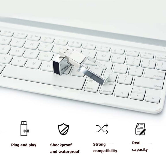 Crystal Flash Light Emitting USB 2.0 Flash Drive Car Music USB Flash Drive, Capacity:8GB(White)