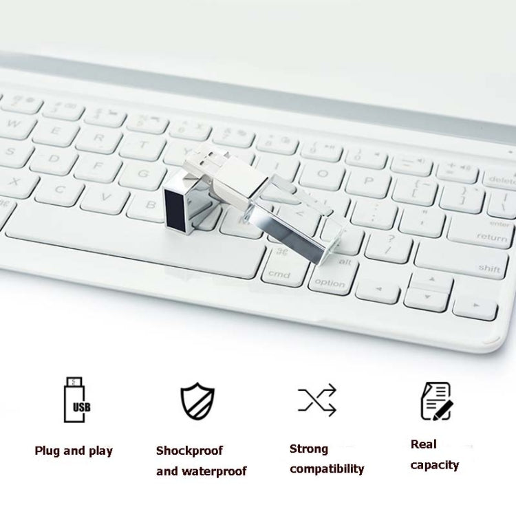 Crystal Flash Light Emitting USB 2.0 Flash Drive Car Music USB Flash Drive, Capacity:8GB(White)