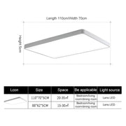 Macaron LED Rectangle Ceiling Lamp, White Light, Size:110x70cm(Black)