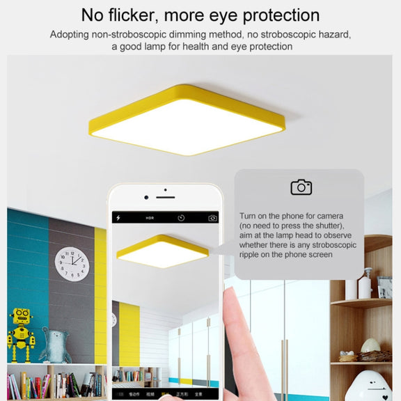 Macaron LED Rectangle Ceiling Lamp, 3-Colors Light, Size:88x62cm(White)