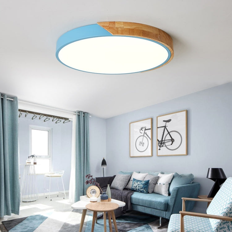 Wood Macaron LED Round Ceiling Lamp, White Light, Size:23cm(Blue) - Celling Lights & Chandeliers by PMc TechLife | Online Shopping South Africa | PMc TechLife | Buy Now Pay Later Mobicred