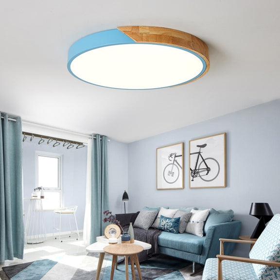 Wood Macaron LED Round Ceiling Lamp, White Light, Size:30cm(White)