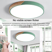 Wood Macaron LED Round Ceiling Lamp, White Light, Size:40cm(Gold)