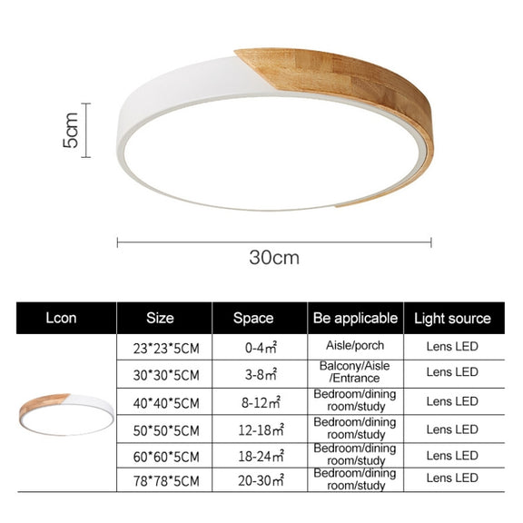 Wood Macaron LED Round Ceiling Lamp, White Light, Size:50cm(Yellow)
