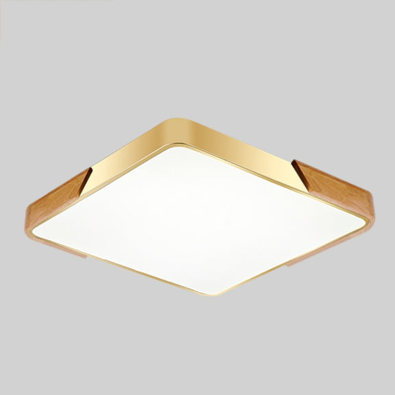 Wood Macaron LED Square Ceiling Lamp, White Light, Size:50cm(Gold)