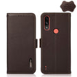 For Motorola Moto E7 Power KHAZNEH Side-Magnetic Litchi Genuine Leather RFID Case(Brown) - Motorola Cases by PMC TechLife | Online Shopping South Africa | PMC TechLife | Buy Now Pay Later Mobicred