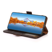 For Motorola Moto E7 Power KHAZNEH Side-Magnetic Litchi Genuine Leather RFID Case(Brown)