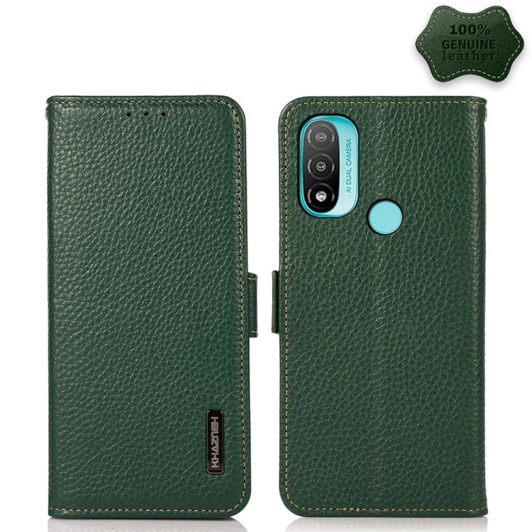 For Motorola Moto E20 / E40 KHAZNEH Side-Magnetic Litchi Genuine Leather RFID Case(Green) - free shipping - PMC TechLife - Order now!