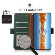 For Motorola Moto G Power 2022 KHAZNEH Side-Magnetic Litchi Genuine Leather RFID Case(Green)