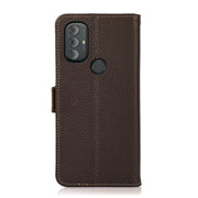 For Motorola Moto G Power 2022 KHAZNEH Side-Magnetic Litchi Genuine Leather RFID Case(Brown)