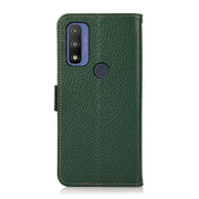 For Motorola G Pure KHAZNEH Side-Magnetic Litchi Genuine Leather RFID Case(Green)