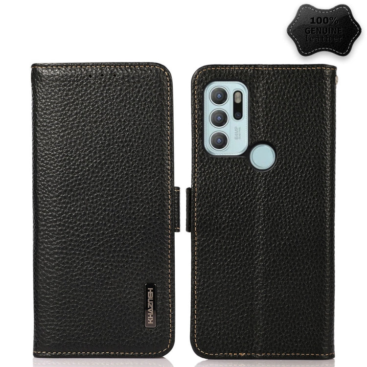 For Motorola Moto G60S KHAZNEH Side-Magnetic Litchi Genuine Leather RFID Case(Black) - Motorola Cases by PMC TechLife | Online Shopping South Africa | PMC TechLife | Buy Now Pay Later Mobicred