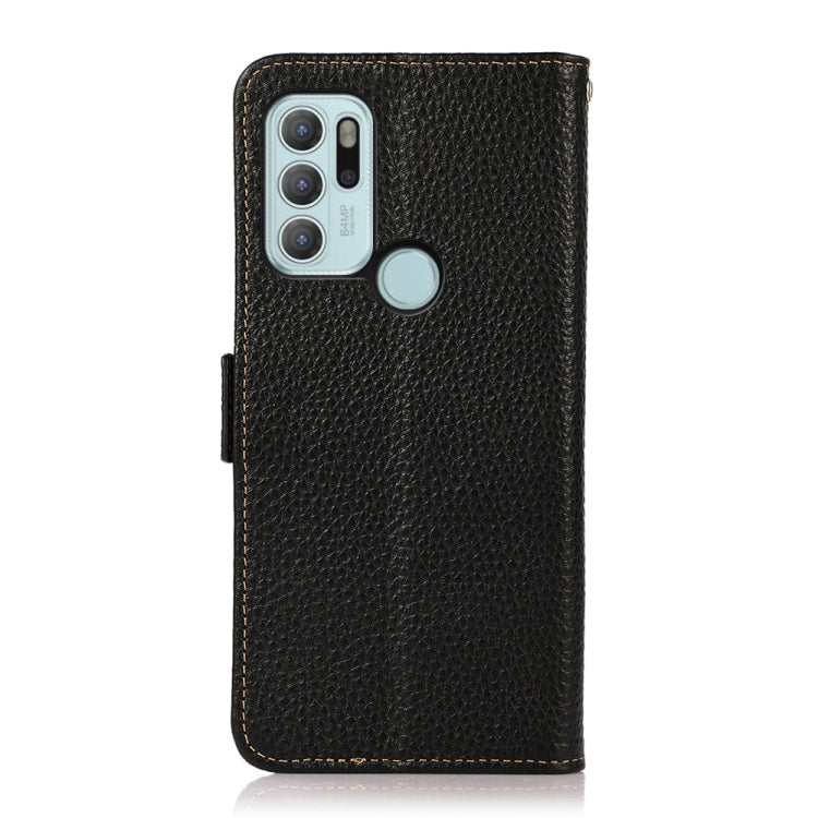 For Motorola Moto G60S KHAZNEH Side-Magnetic Litchi Genuine Leather RFID Case(Black) - Motorola Cases by PMC TechLife | Online Shopping South Africa | PMC TechLife | Buy Now Pay Later Mobicred