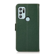 For Motorola Moto G60S KHAZNEH Side-Magnetic Litchi Genuine Leather RFID Case(Green)