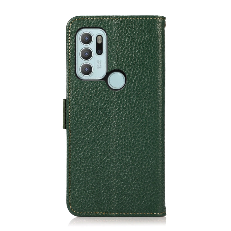 For Motorola Moto G60S KHAZNEH Side-Magnetic Litchi Genuine Leather RFID Case(Green)
