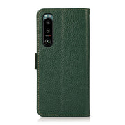 For Sony Xperia 5 III KHAZNEH Side-Magnetic Litchi Genuine Leather RFID Case(Green)