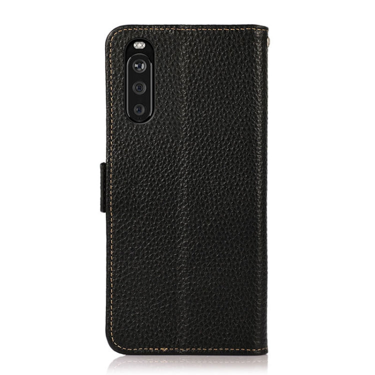 For Sony Xperia 10 III KHAZNEH Side-Magnetic Litchi Genuine Leather RFID Case(Black) - Sony Cases by PMC TechLife | Online Shopping South Africa | PMC TechLife | Buy Now Pay Later Mobicred