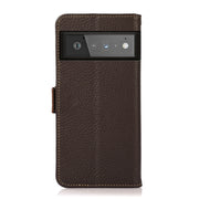 For Google Pixel 6 Pro KHAZNEH Side-Magnetic Litchi Genuine Leather RFID Case(Brown)