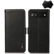 For Google Pixel 6a KHAZNEH Side-Magnetic Litchi Genuine Leather RFID Case(Black) - Google Cases by PMC TechLife | Online Shopping South Africa | PMC TechLife | Buy Now Pay Later Mobicred