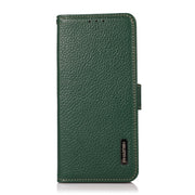 For Google Pixel 6a KHAZNEH Side-Magnetic Litchi Genuine Leather RFID Case(Green)