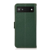 For Google Pixel 6a KHAZNEH Side-Magnetic Litchi Genuine Leather RFID Case(Green)