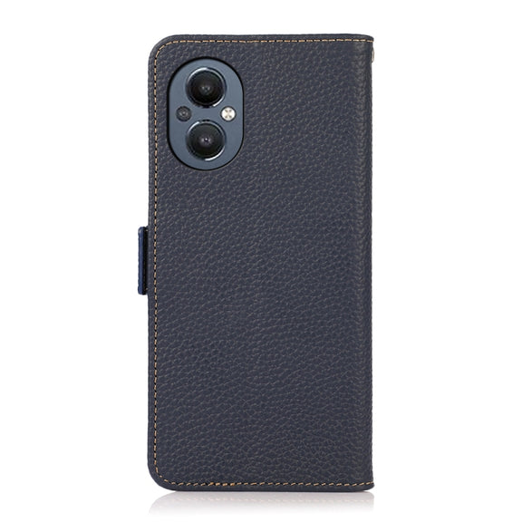 For OnePlus N20 5G KHAZNEH Side-Magnetic Litchi Genuine Leather RFID Phone Case(Blue)