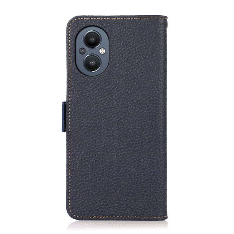 For OnePlus N20 5G KHAZNEH Side-Magnetic Litchi Genuine Leather RFID Phone Case(Blue)