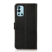 For OnePlus 9R KHAZNEH Side-Magnetic Litchi Genuine Leather RFID Phone Case(Black)