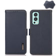 For OnePlus Nord 2 5G KHAZNEH Side-Magnetic Litchi Genuine Leather RFID Phone Case(Blue) - OnePlus Cases by PMC TechLife | Online Shopping South Africa | PMC TechLife | Buy Now Pay Later Mobicred