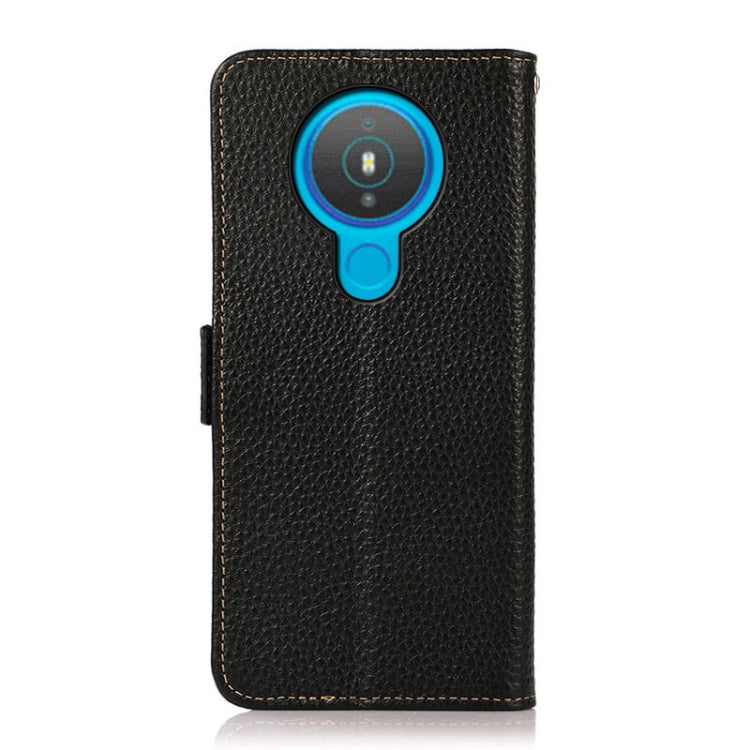 For Nokia 1.4 KHAZNEH Side-Magnetic Litchi Genuine Leather RFID Phone Case(Black) - Nokia Cases by PMC TechLife | Online Shopping South Africa | PMC TechLife | Buy Now Pay Later Mobicred
