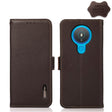 For Nokia 1.4 KHAZNEH Side-Magnetic Litchi Genuine Leather RFID Phone Case(Brown) - Nokia Cases by PMC TechLife | Online Shopping South Africa | PMC TechLife | Buy Now Pay Later Mobicred