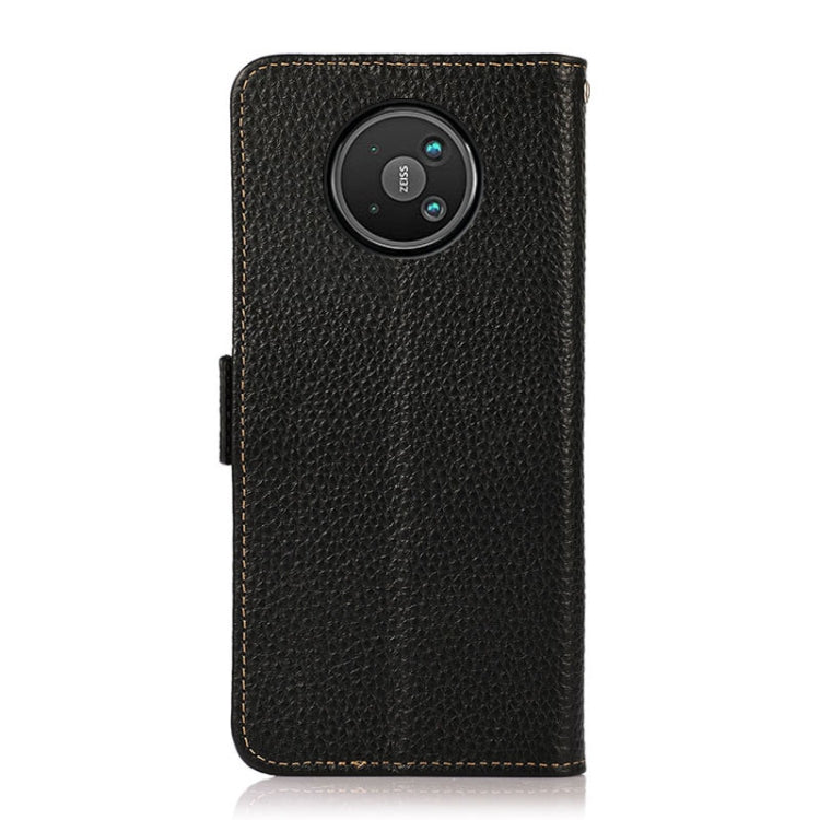 For Nokia 8 V 5G KHAZNEH Side-Magnetic Litchi Genuine Leather RFID Phone Case(Black) - Nokia Cases by PMC TechLife | Online Shopping South Africa | PMC TechLife | Buy Now Pay Later Mobicred