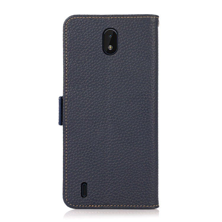For Nokia C01 Core / C01 Plus KHAZNEH Side-Magnetic Litchi Genuine Leather RFID Phone Case(Blue) - Nokia Cases by PMC TechLife | Online Shopping South Africa | PMC TechLife | Buy Now Pay Later Mobicred